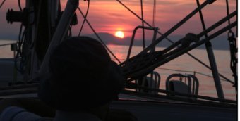 Coucher de soleil - Convoyage du voilier Bleu dOlonne